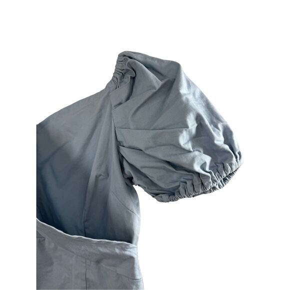 Superdown Blue Short Puff Sleeve Mini Dress Size M V-neck Party - Picture 8 of 11